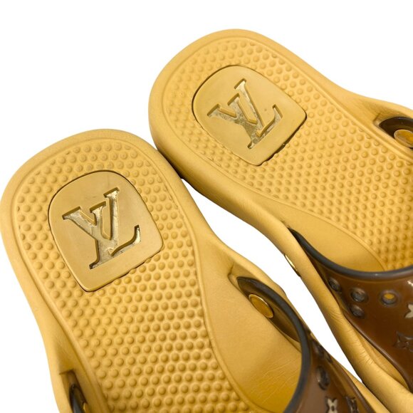 LOUIS VUITTON Vintage Monogram Logo Slide Sandals #36 US 6 Brown Rubber [103925] - Picture 10 of 13